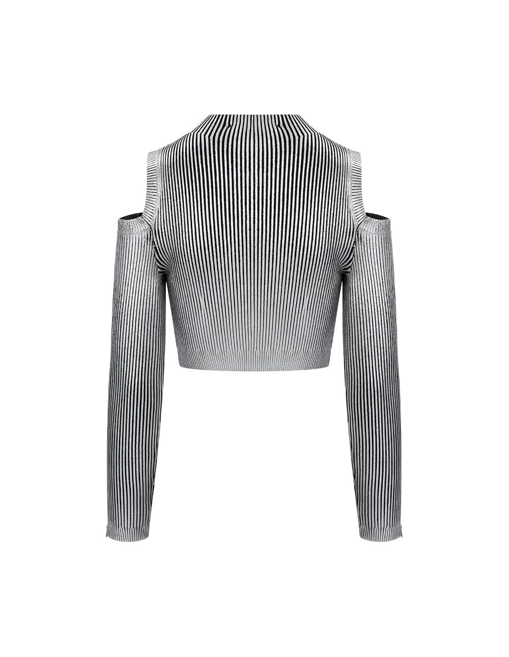 Womens Hot Silver Off-Shoulder Knit Sweater - yuuuj