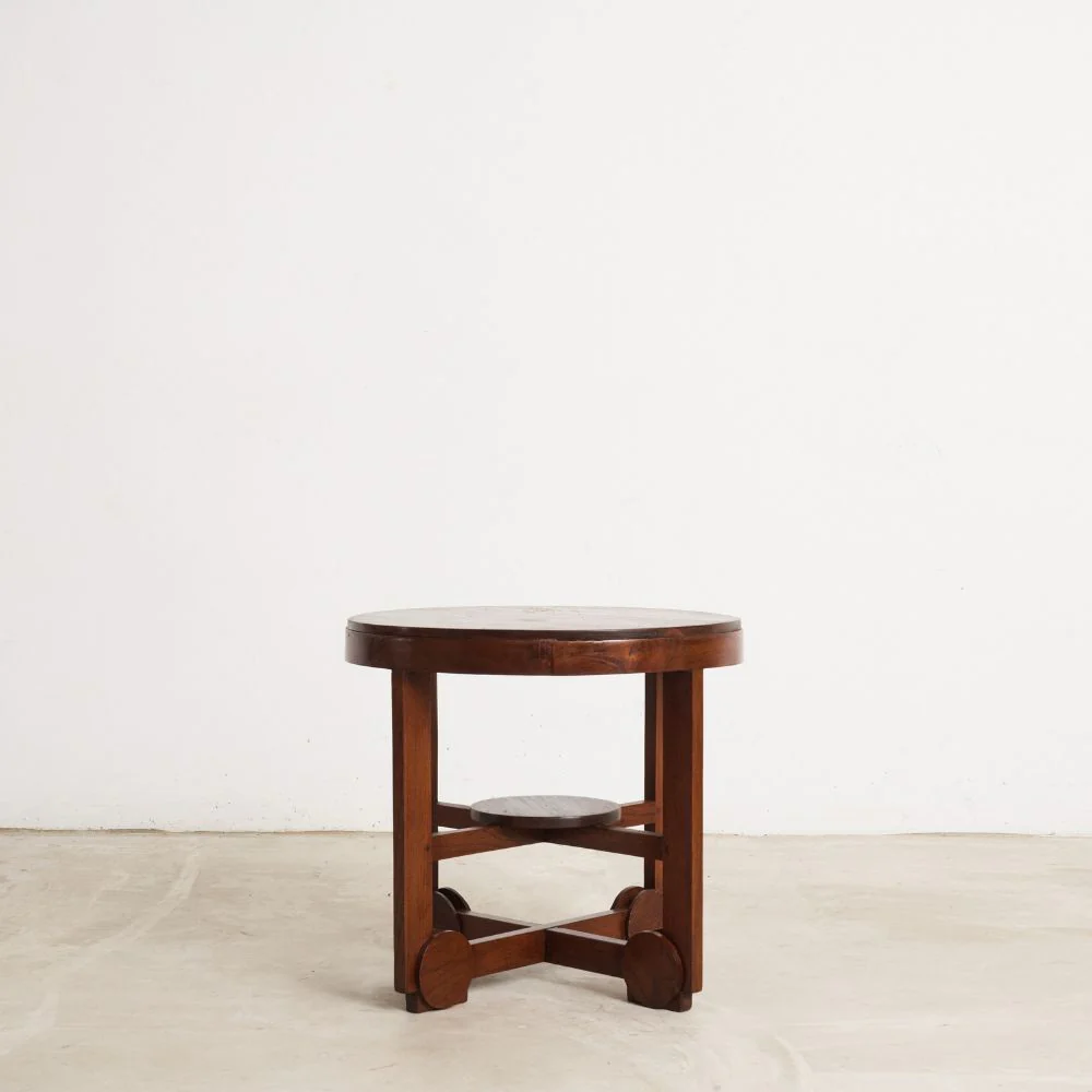 Round Coffee Table With Circle Motif