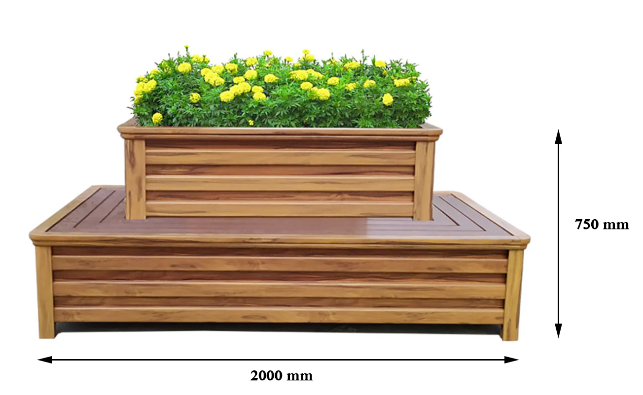 Hugh Aluminium Square Bench Planter