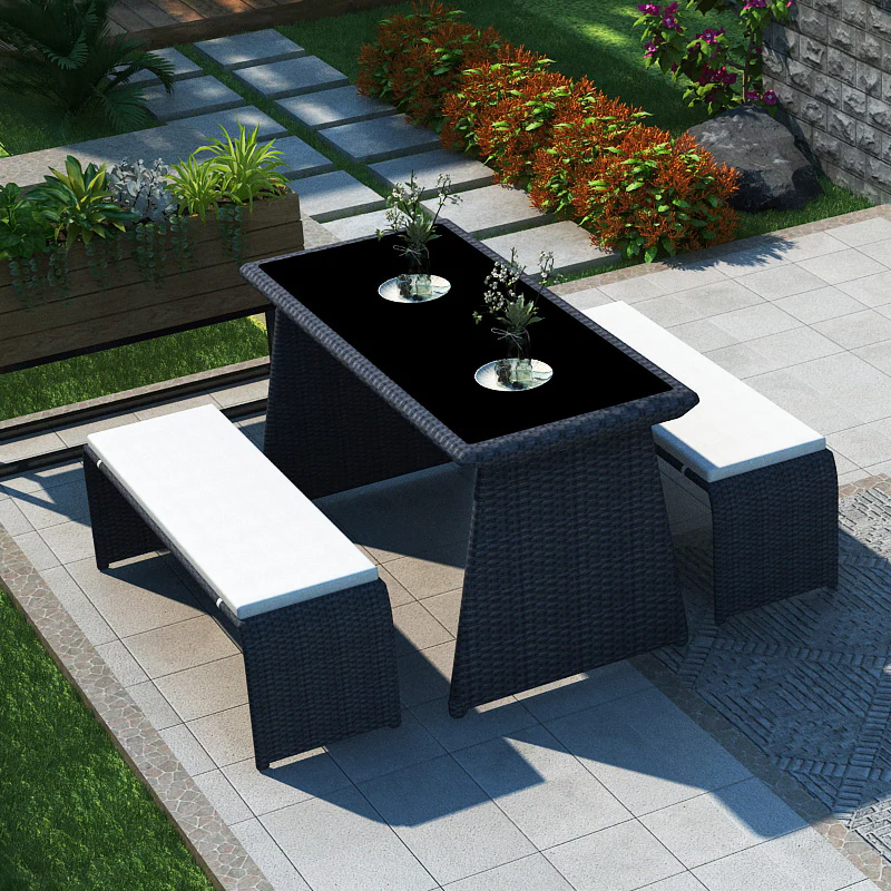 Outdoor Rattan Bench Set