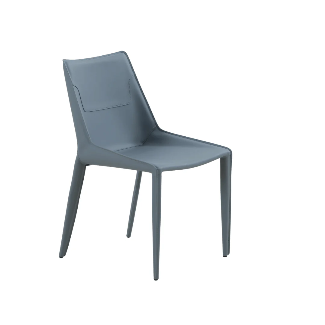 Elliot Dining Chairs in Grey Leather - Minimalist Charm and Durability