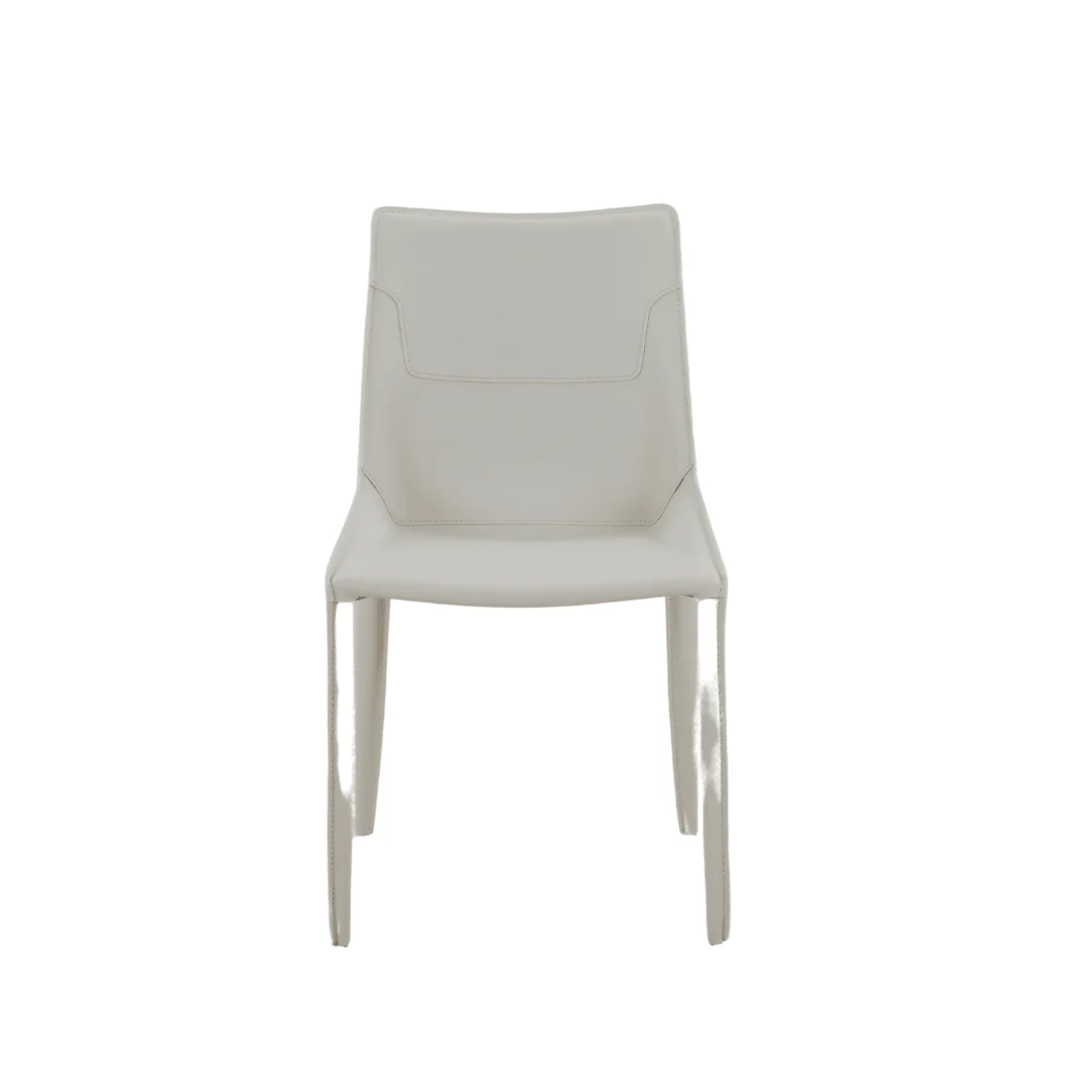 Elliot Dining Chairs in Beige Leather - Minimalist Charm and Durability