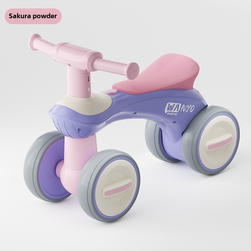 Children's Scooter 1 to 3 Years Old Baby Portable No Pedal Balance Anti-Rollover Four-Wheel Walker Luge Pill Friends