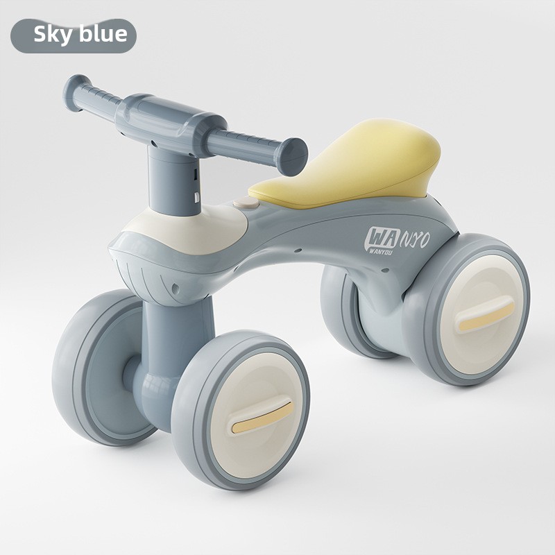 Children's Scooter 1 to 3 Years Old Baby Portable No Pedal Balance Anti-Rollover Four-Wheel Walker Luge Pill Friends