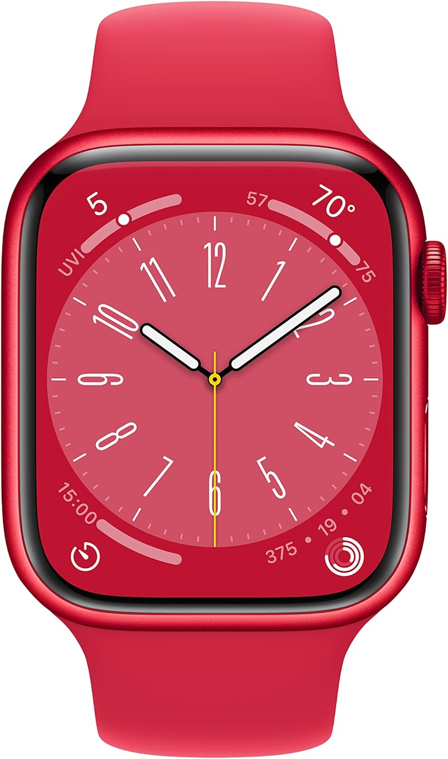 Apple Watch Series 8 (GPS) Smartwatch - (Product) Aluminum Case with (Product) Sport Band - Regular. Fitness tracker, blood oxygen and EKG app, waterproof