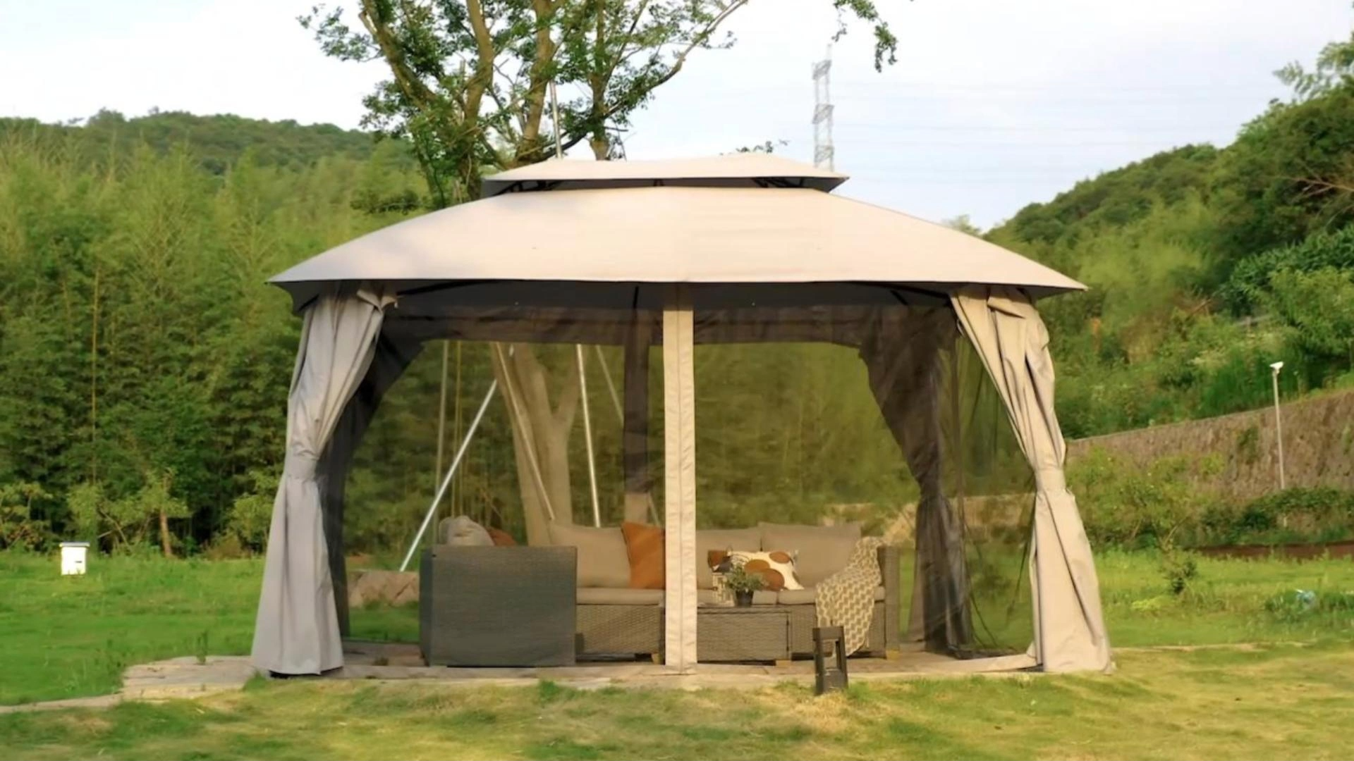 Grand patio Garden Gazebo 4×3M Event Shelter with Side Netting Sun Shade Heavy Duty Outdoor Canopy for BBQ Event Party - Gray