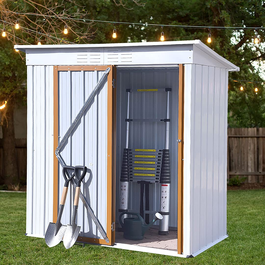 【Storage Shed】【BS】5 x 3 FT Outdoor Storage Sheds,Metal Sheds Outdoor Storage for Patio Lawn Backyard