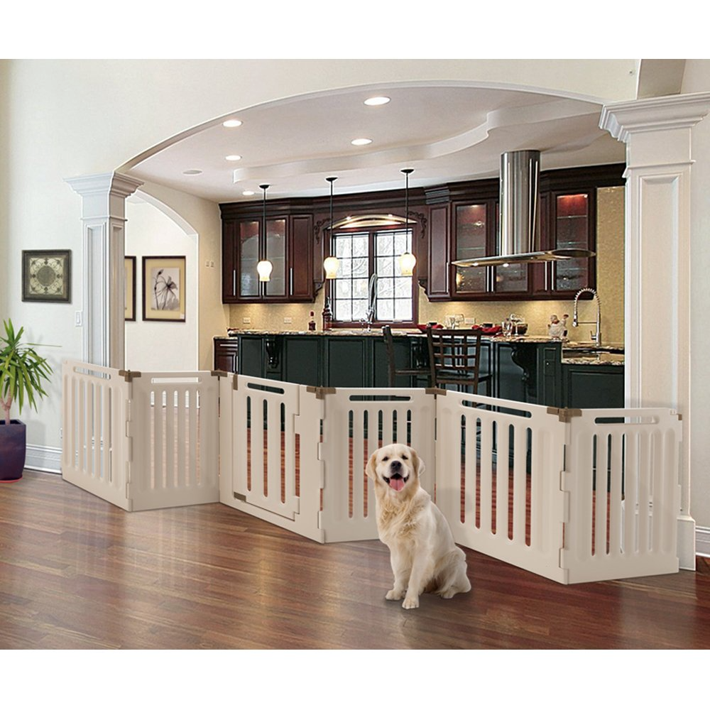 【Pet】Convertible Indoor/Outdoor Pet Playpen, Large, Soft Tan/Mocha
