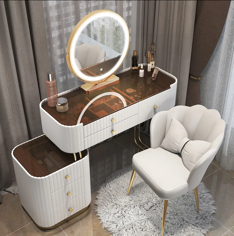 【Furniture】【BS】Modern Minimalist Slate Makeup Table Small Apartment Storage Cabinet Integrated Table