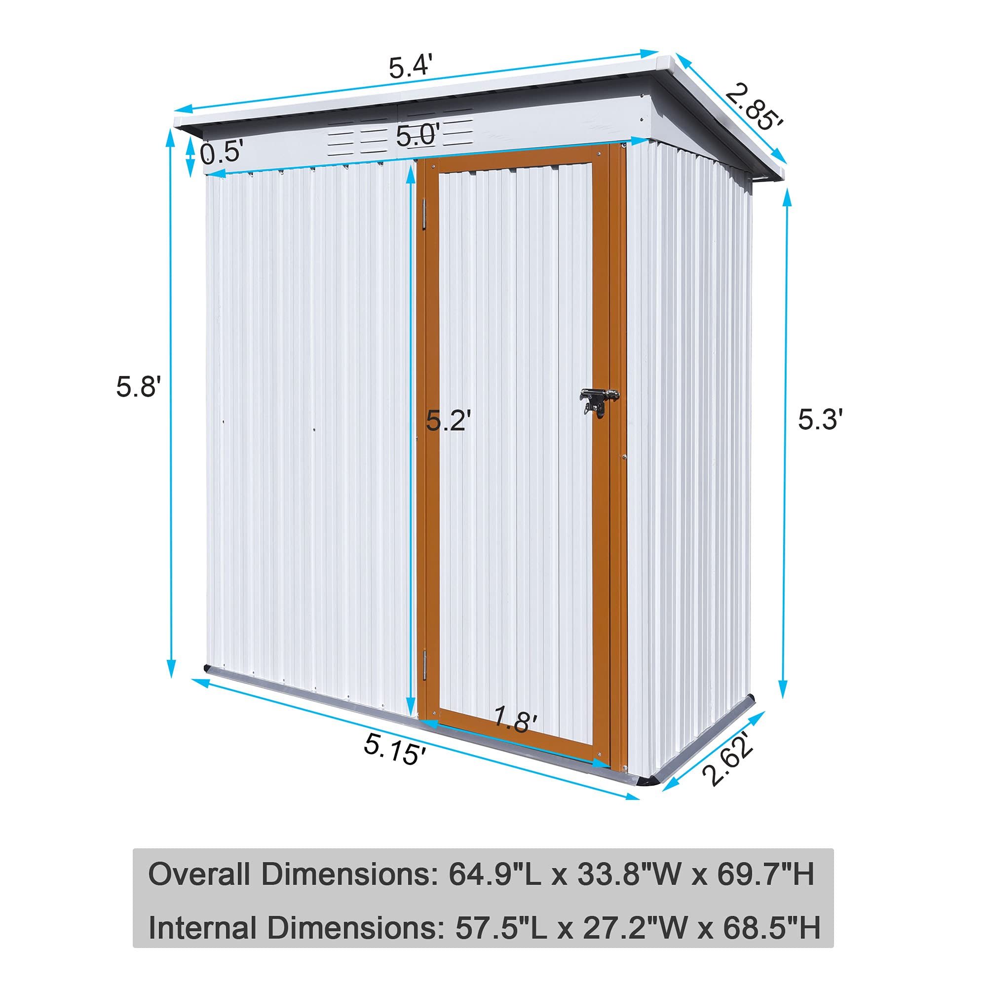 【Storage Shed】【BS】5 x 3 FT Outdoor Storage Sheds,Metal Sheds Outdoor Storage for Patio Lawn Backyard