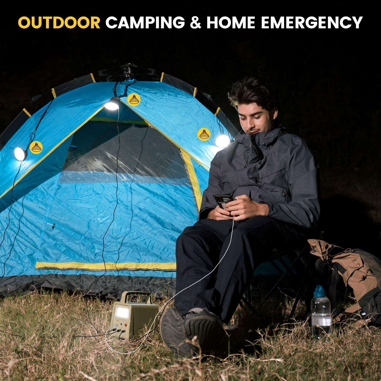 【Appliances】42 Wh Portable Power Station, Solar Generator with Solar Panel, Flashlights, USB Outlet