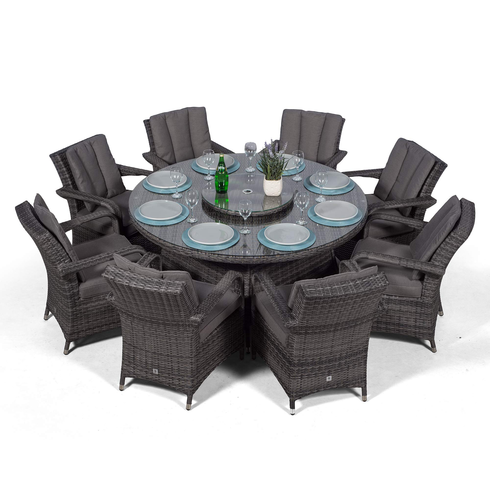 【Home&Garden】【BS】Luxury Rattan Dining Set, 8 Seater Rattan Dining Set, Outdoor Garden Table & Chairs Set