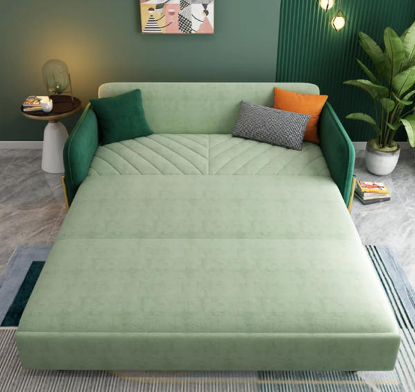 【Furniture】King Bed Sofa Green Upholstered Convertible Sofa