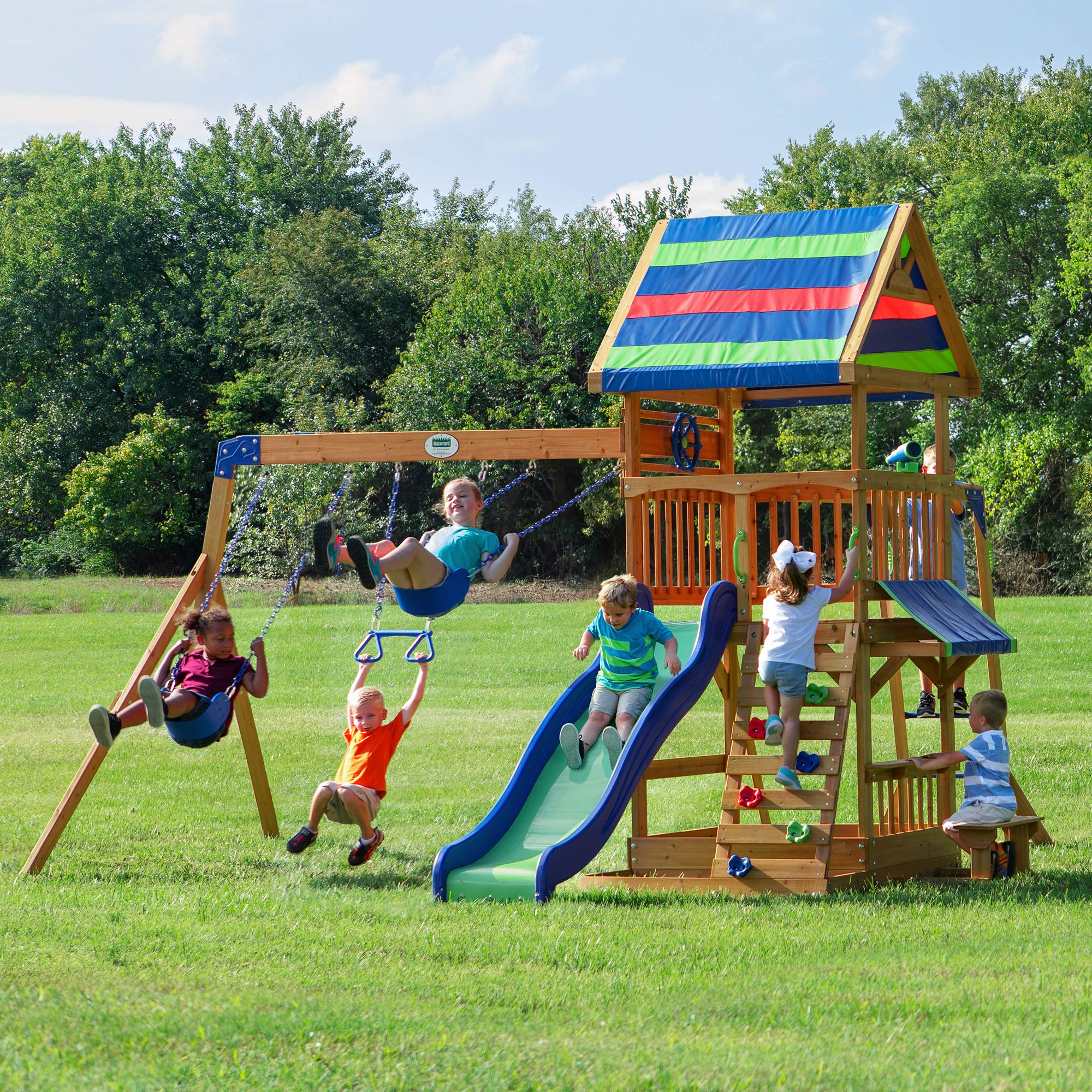 【Baby&Kids】Beach Front All Cedar Wooden Swing Set
