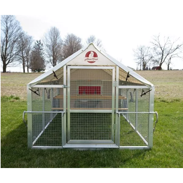 【Home&Garden】【BS】Chicken Coop, Large Metal Walk-in Poultry Cage Kennel with Waterproof Cover