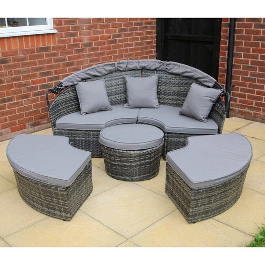 【Home&Garden】CAMROSE RATTAN GARDEN DAY BED IN GREY