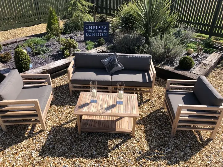 【Home&Garden】Teak garden sofa set with coffee table