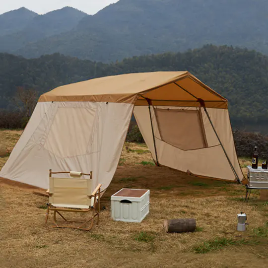 【Sports&Outdoors】Large Luxury Pyramid Family Tent Camping 5-8 Person Thick Vinyl Rainproof Windproof Fabric Hiking Tent