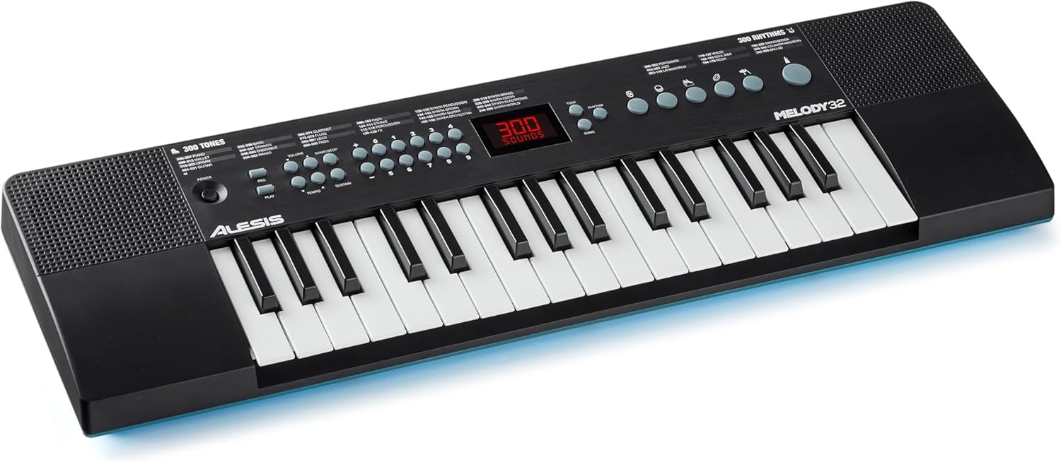 Alesis Melody 61 Key Keyboard Piano with Speakers, Stand, Stool, Headphones, Microphone, Sheet Music Stand, 300 Sounds and Music Lessons