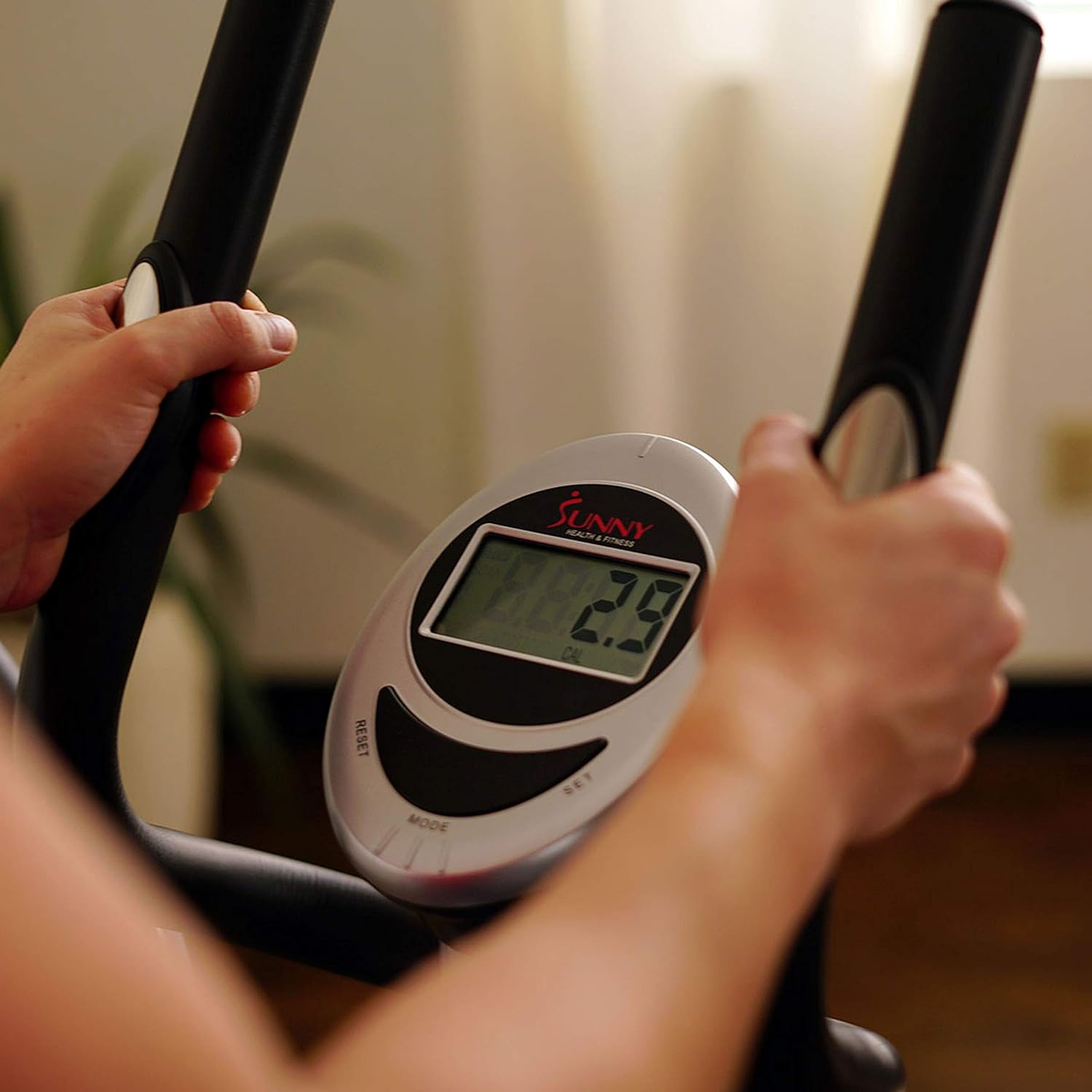 Sunny Health & Fitness Stepping Elliptical Cross Trainer, Total Body Cross Trainer w/LCD Monitor, Low Impact Exercise Equipment for Home and Optional Exclusive Advanced Style