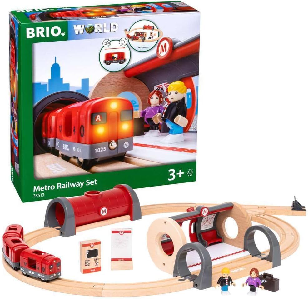 BRIO World Metro Train Set for Kids Age 3 Years Up - Wooden Railway Accessories and Add Ons - Gifts for Boys and Girls