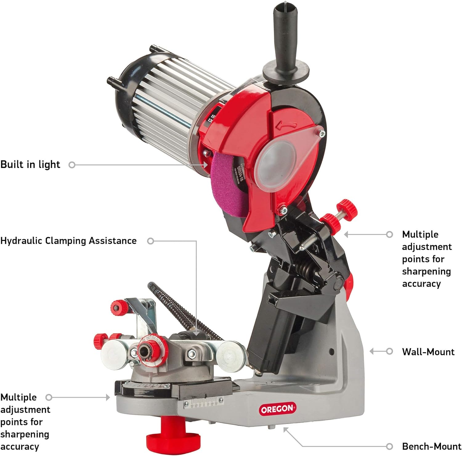 Oregon Professional 120 Volt Benchtop Grinder with Hydraulic Clamp, Universal Saw Chain
