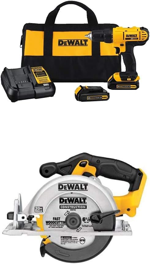 Dewalt DCD771C2 20V MAX Cordless Lithium-Ion 1/2 inch Compact Drill Driver Kit and 4-1/2” grinder (Tool Only)