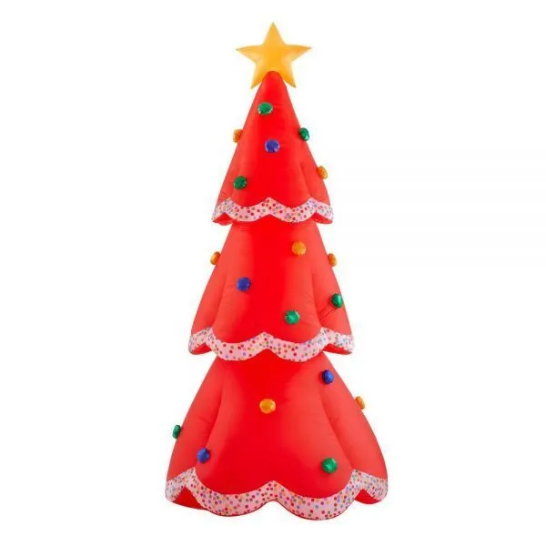 12 5 ft inflatable fuzzy plush red christmas tree