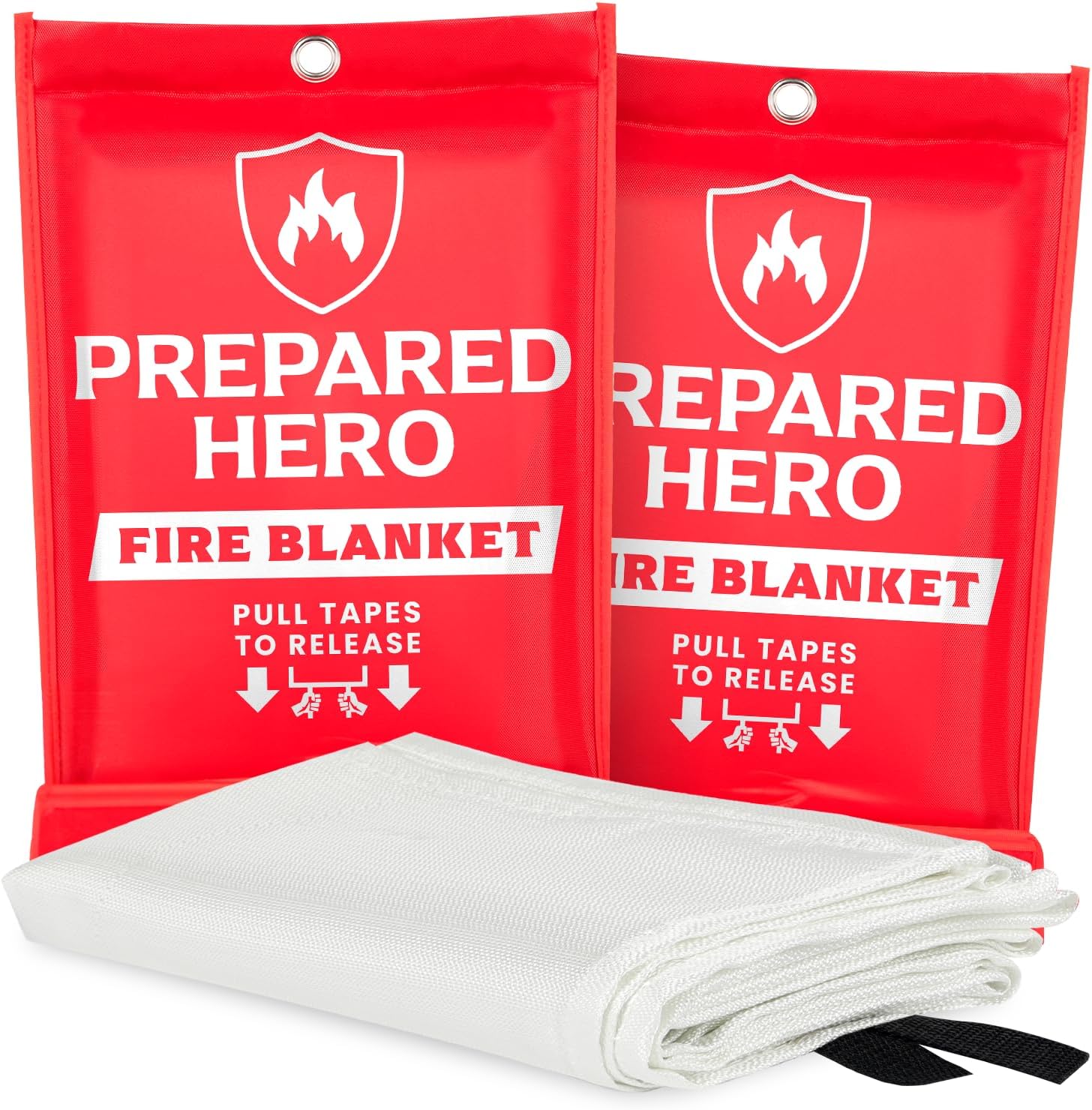 Prepared Hero Emergency Fire Blanket - 12 Pack - Fire Suppression Blanket for Kitchen, 40” x 40” Fire Blanket for Home, Fiberglass Fire Blanket