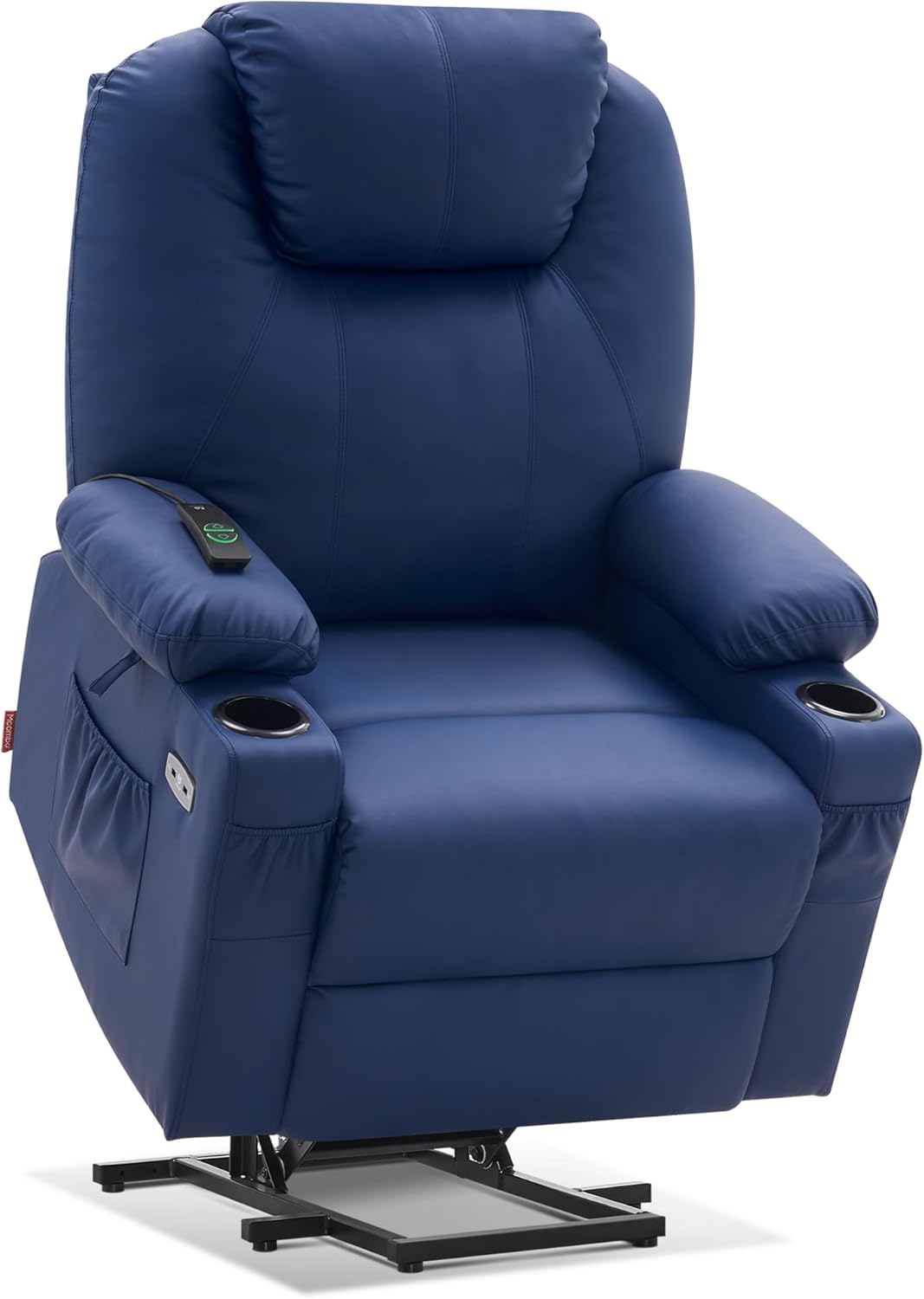MCombo Large Power Lift Recliner Chair with Massage and Heat for Tall Elderly People, 3 Positions, Cup Holders, and USB Ports, Faux Leather 7516 (Grey, Large)