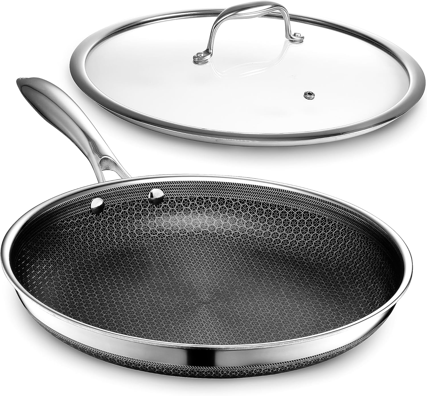 HexClad Hybrid Nonstick 7-Inch Fry Pan, Stay-Cool Handle, Dishwasher and Oven Safe, Induction Ready, Compatible with All Cooktops