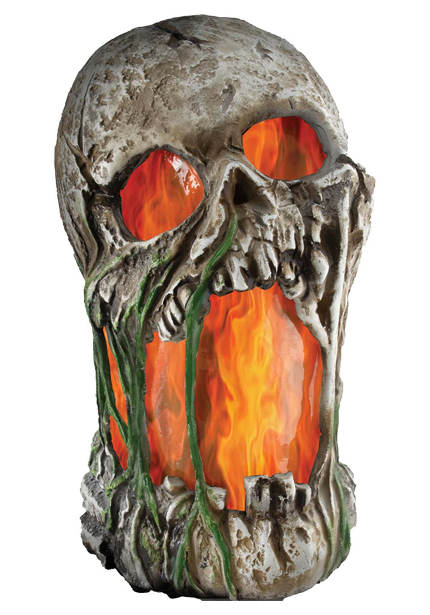 Light Up Flaming Rotted Skull 12