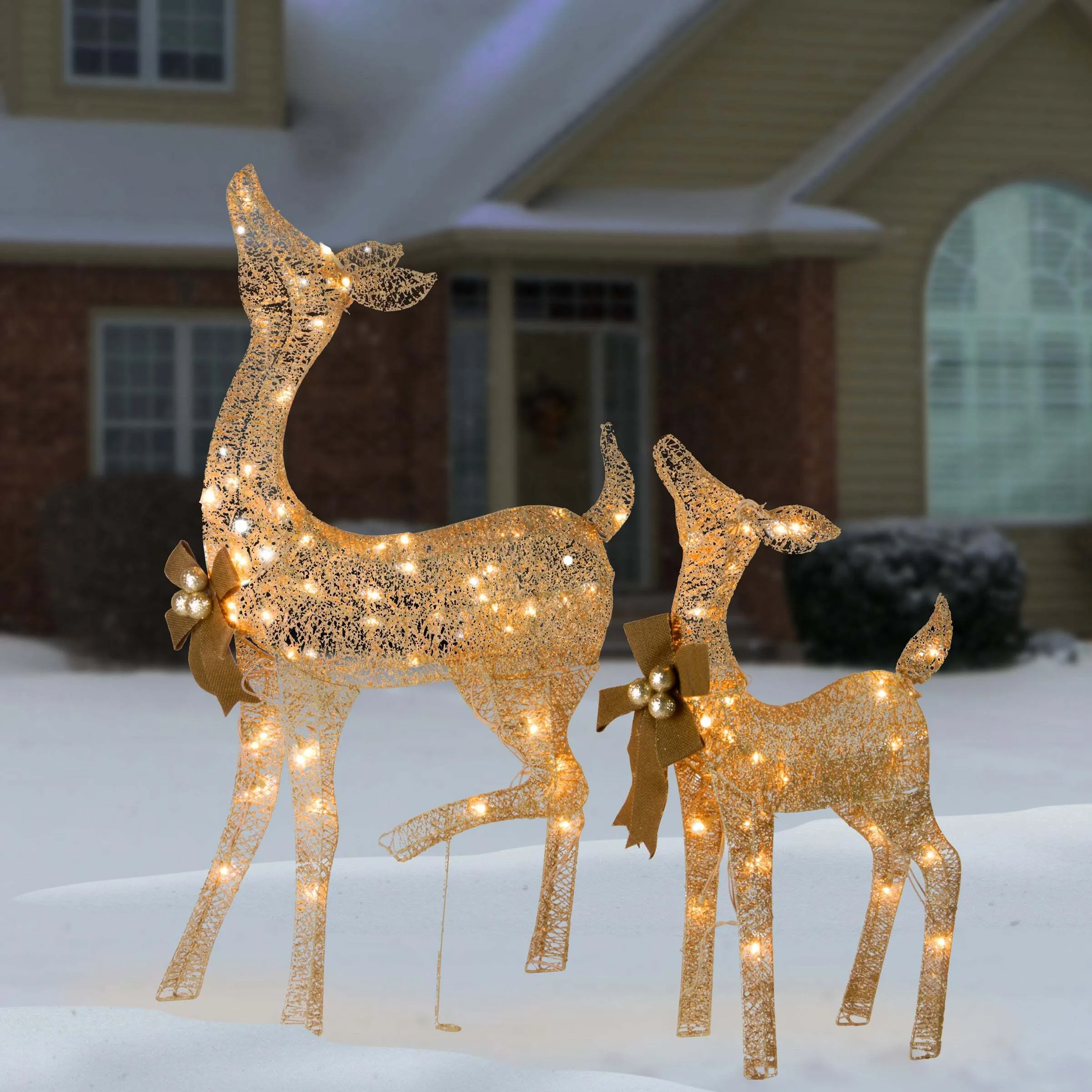 38 in. and 28 in. Pre-Lit Fawn with Doe Decoration