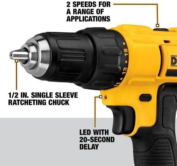 DEWALT 20V MAX Cordless Drill and Impact Driver, Power Tool Combo Kit with 2 Batteries and Charger (DCK240C2)