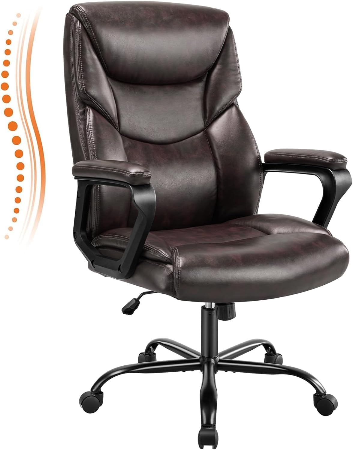 Sweetcrispy Computer Gaming Chair, Ergonomic Office Chair Heavy Duty Task Desk Chair with Flip-up Arms, PU Leather, Adjustable Swivel Rolling Chair with Wheels