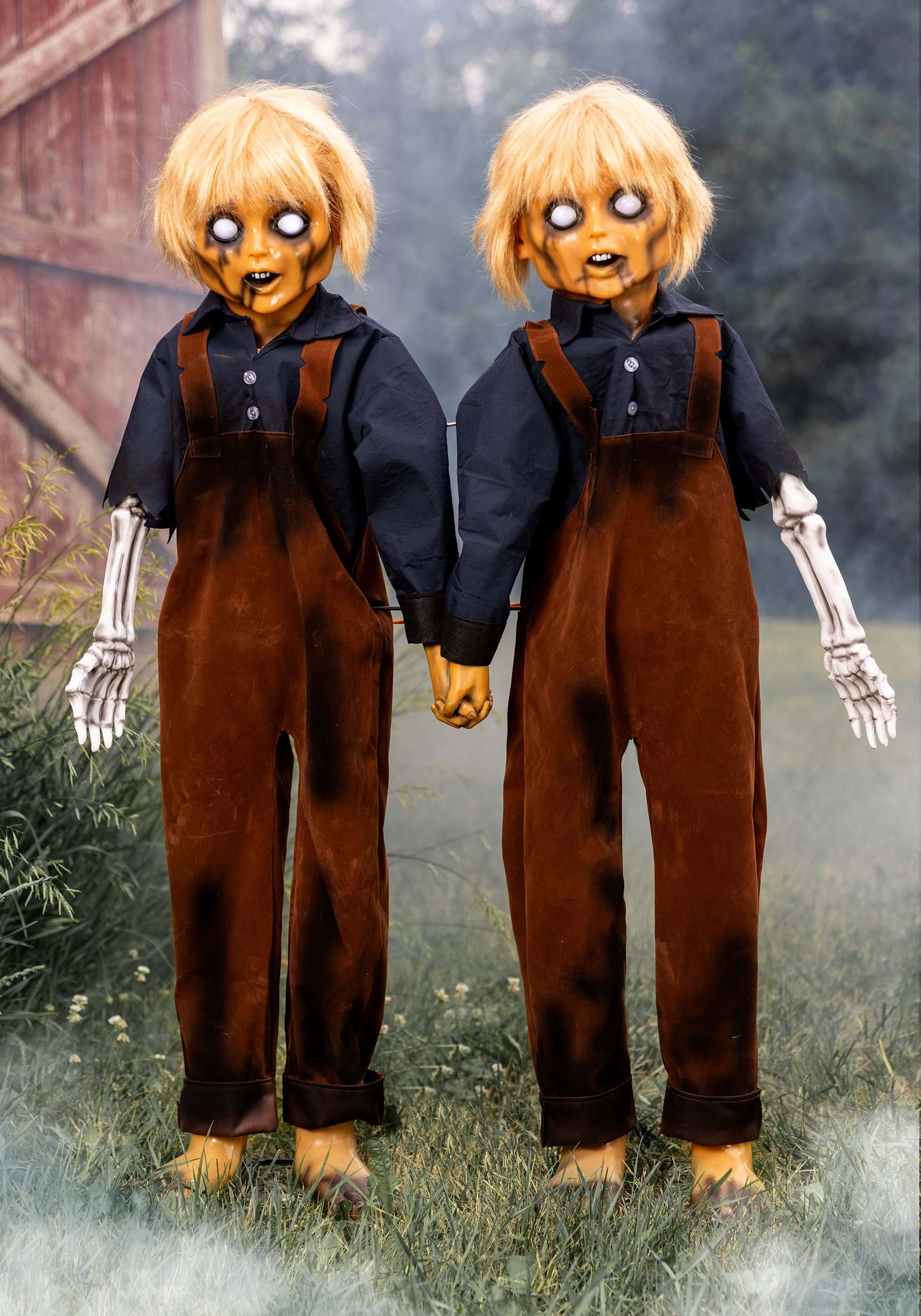 4FT Creepy Twin Boys Animatronic Decoration