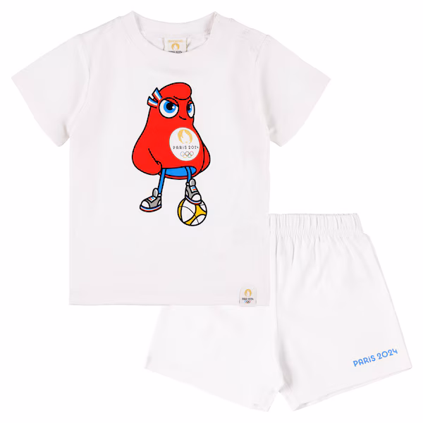 Paris 2024 Olympics Mascot Tee & Shorts Set - White - Baby