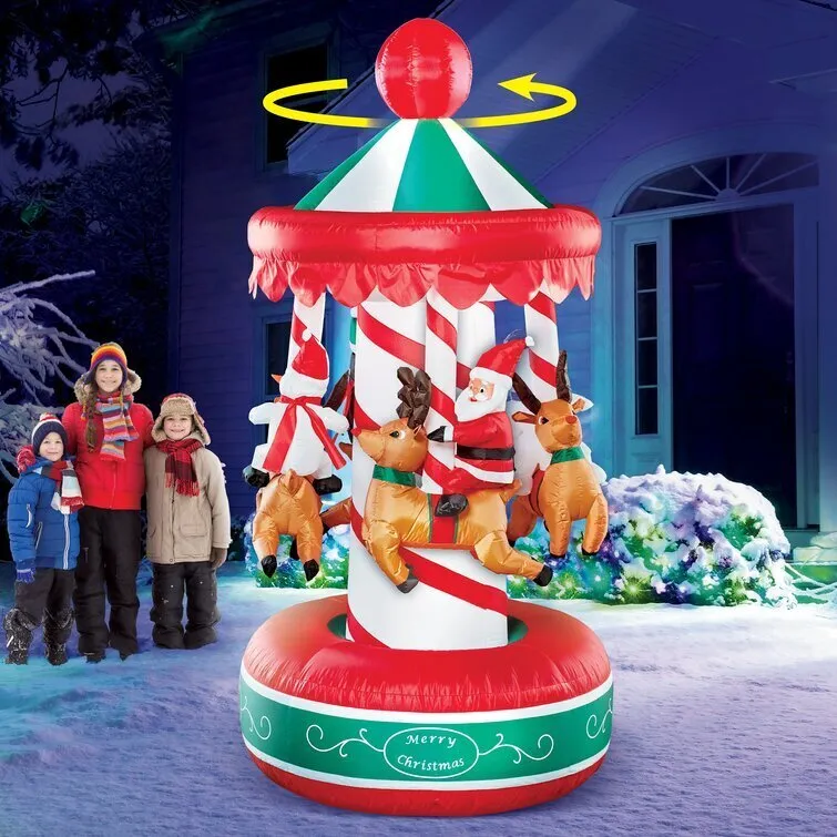 Giant inflatable self-luminous spinning reindeer