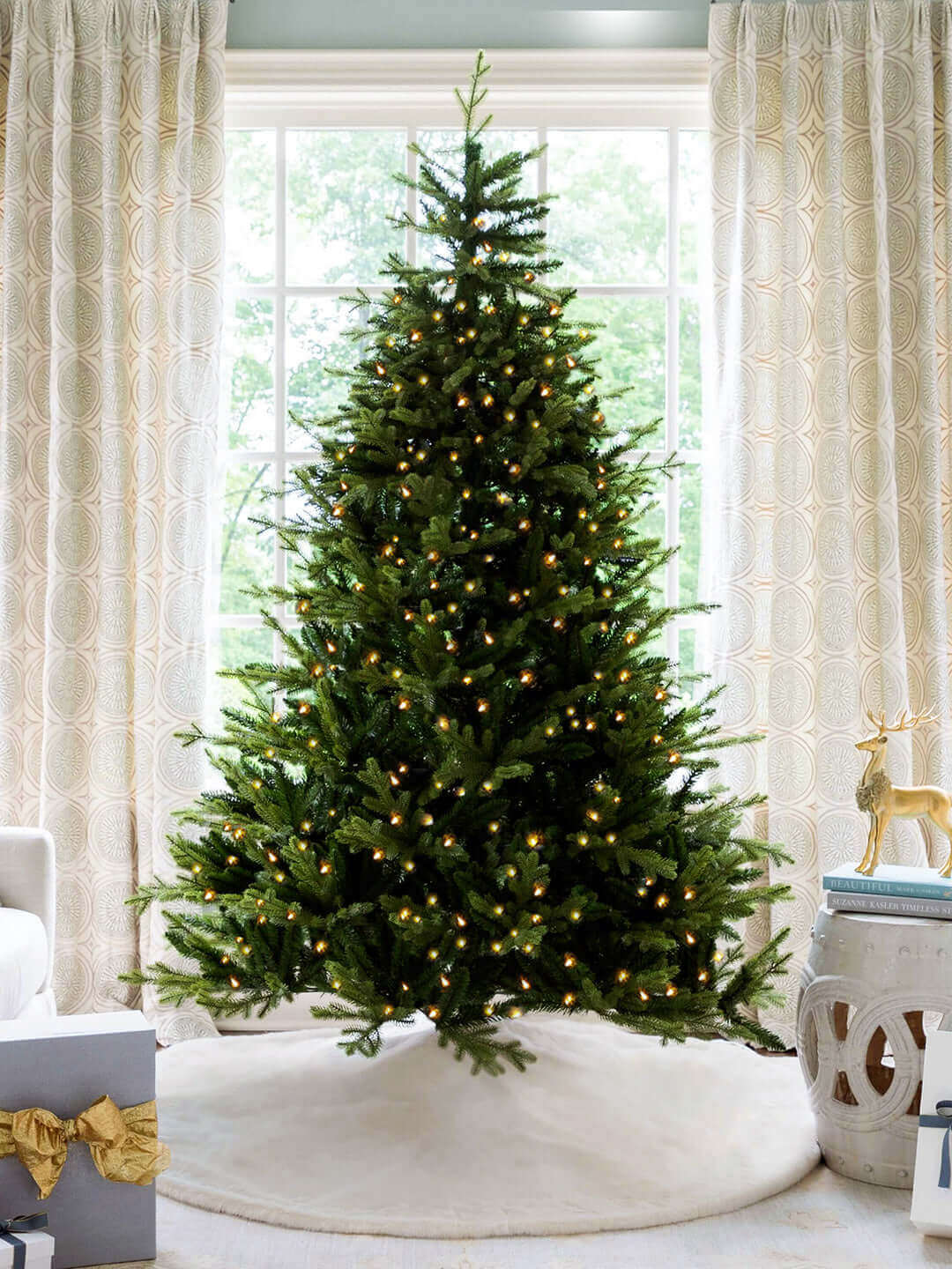 9' Scarlet Fir Artificial Christmas Tree with 1000 Warm White Led Lights