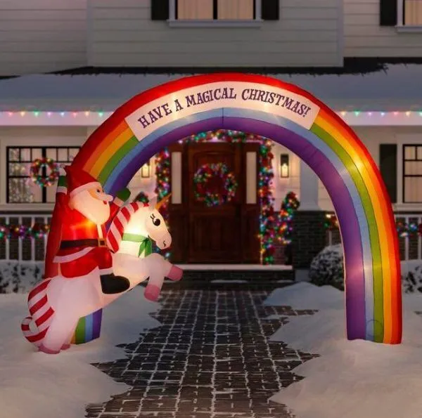 7 48 ft inflatable archway mixed media unicorn rainbow