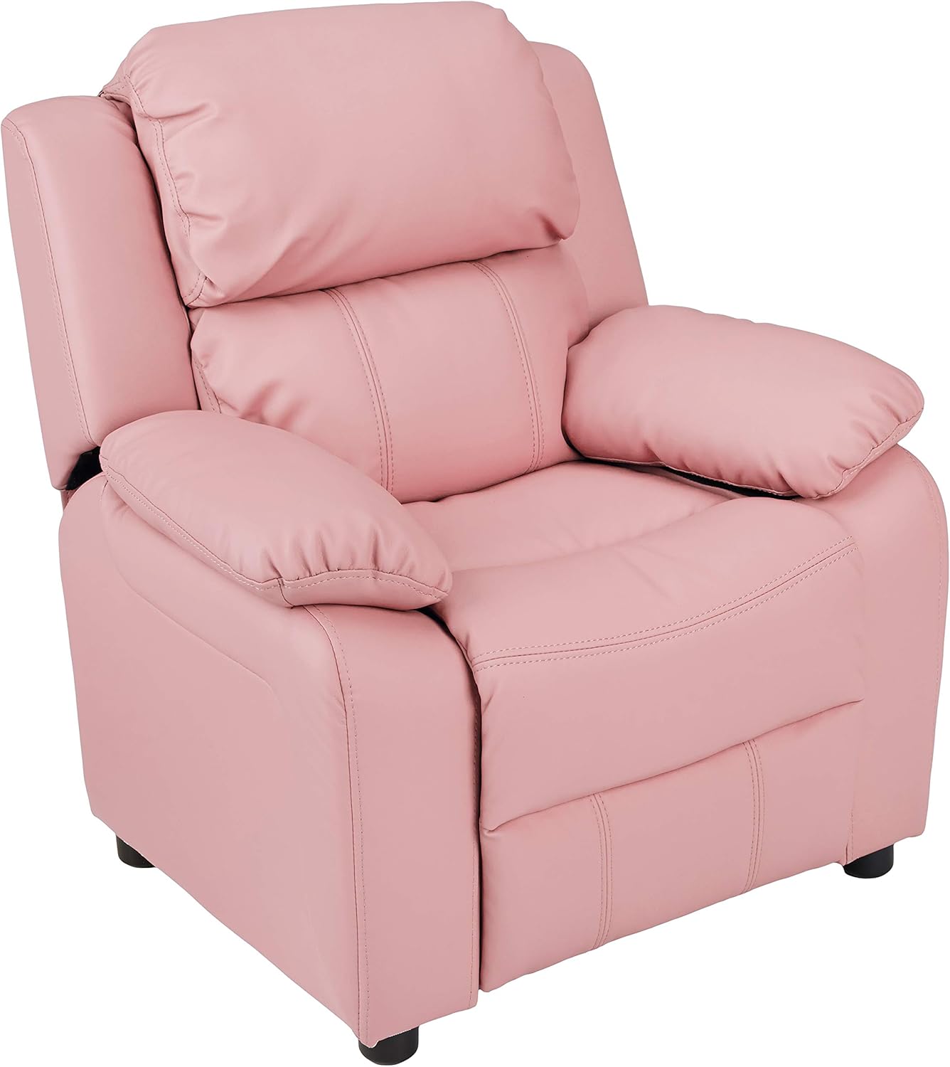 Wayfair Basics Faux Leather Kids/Youth Recliner with Armrest Storage, 3+ Age Group, Light Pink, 24.5D x 26.2W x 27.05H in
