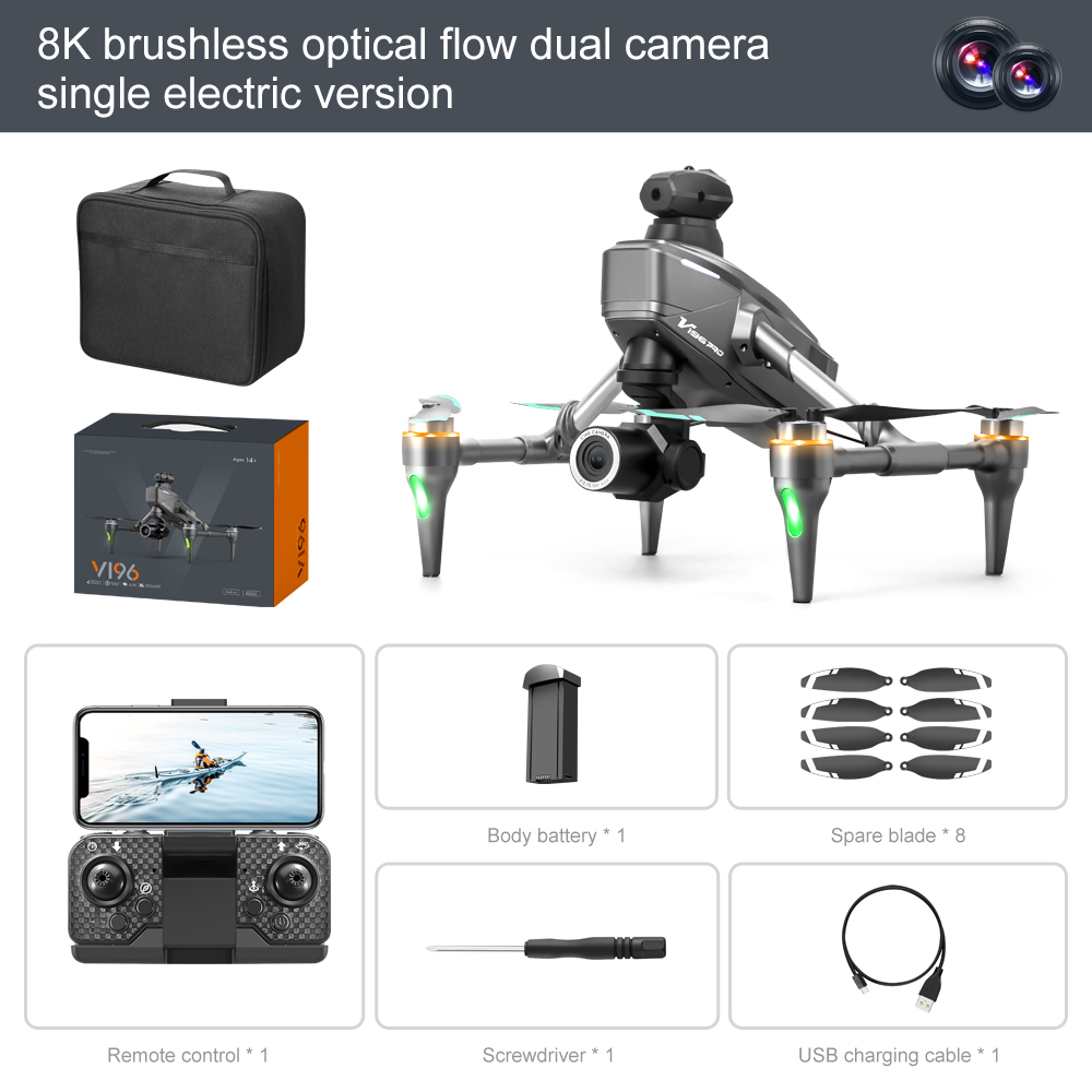 ❄🎄Here comes Christmas⛄🔔 Drone with 8K camera for adults, v196 rc quadcopter with auto return