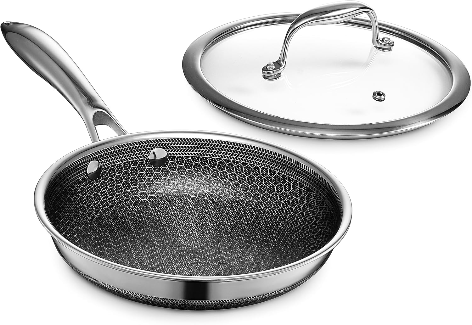 HexClad Hybrid Nonstick 7-Inch Fry Pan, Stay-Cool Handle, Dishwasher and Oven Safe, Induction Ready, Compatible with All Cooktops