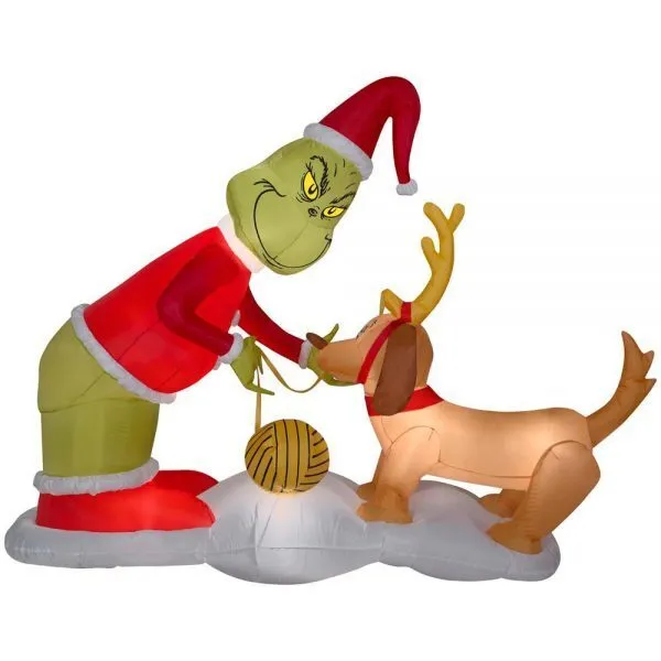 5 12 ft h x 6 5 ft w inflatable airblown holiday grinch and max scene