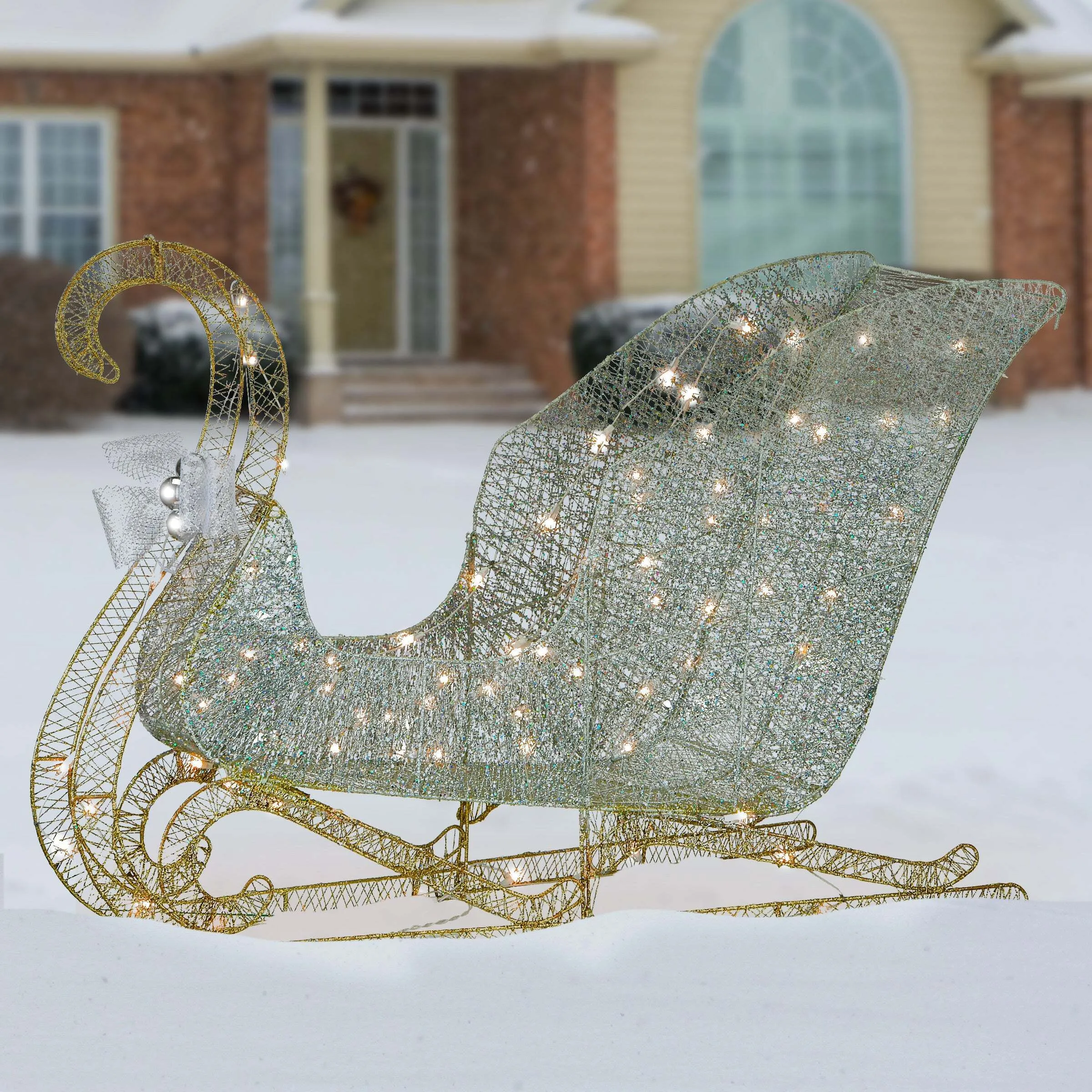 48 in. Santas Sleigh with Cool White LED Lights