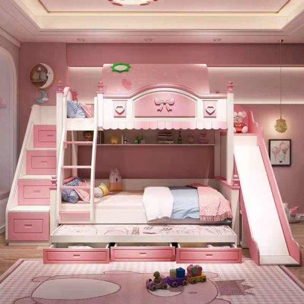 【Furniture】【BS】Slide Pink Bunk Bed, purple bunk bed