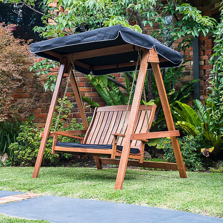 【Home&Garden】Peggy 2 Person Solid Wood Porch Swing with Canopy