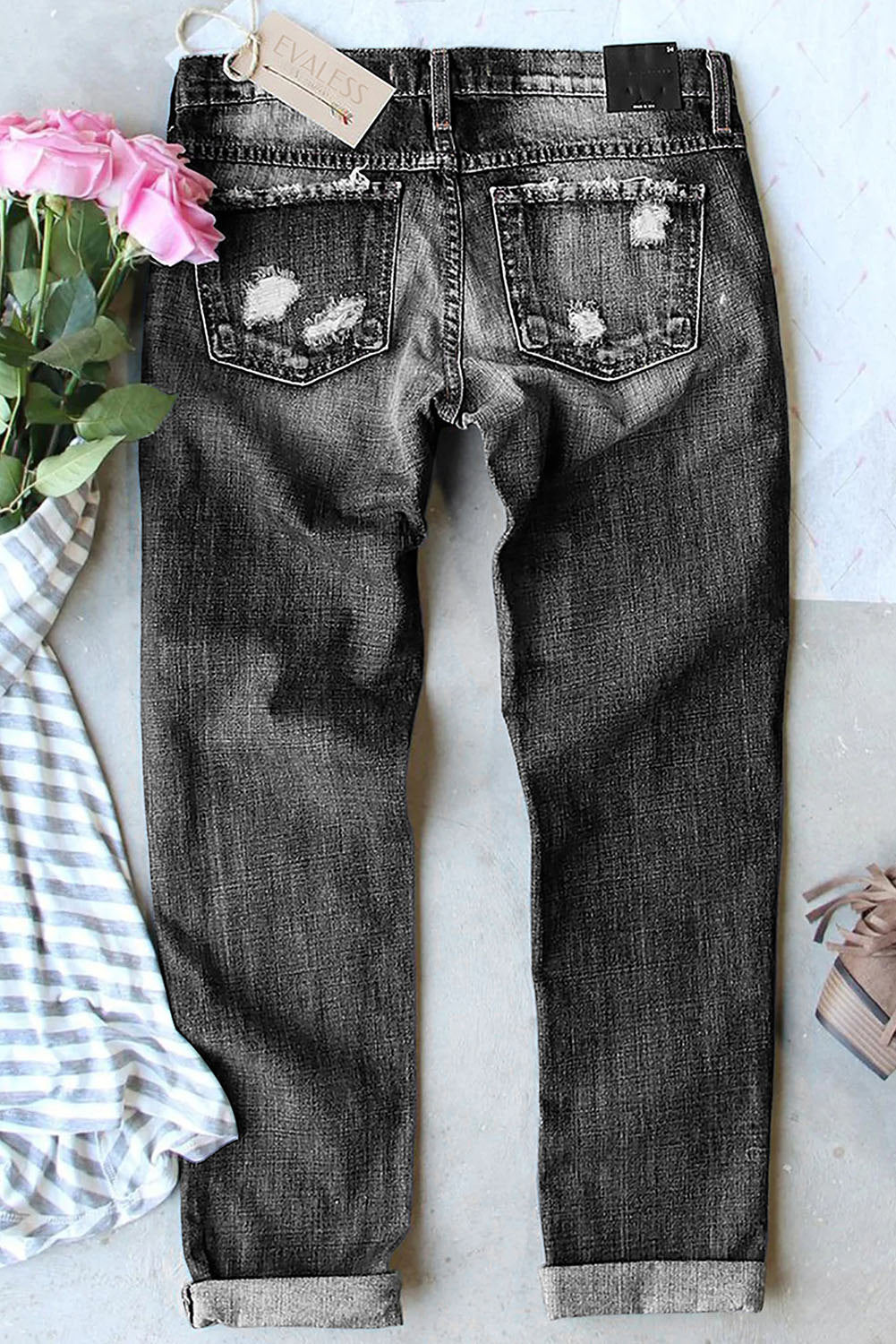 Skull Shift Casual Ripped Jeans