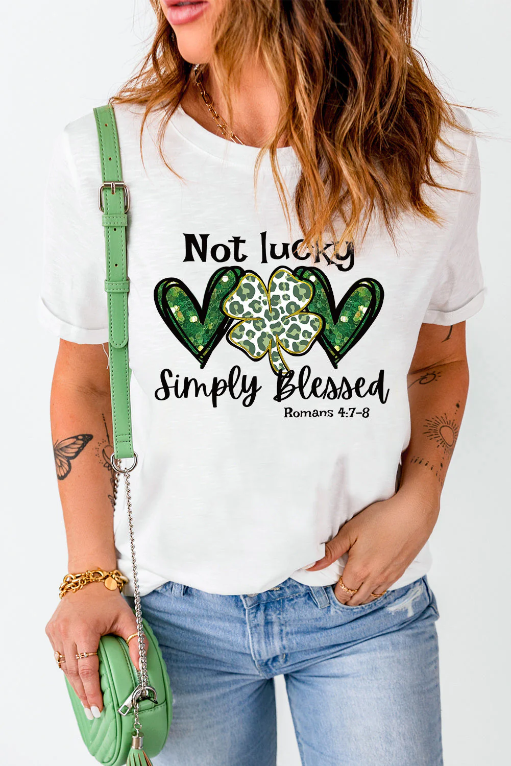 St. Patrick's Day Slogan Round Neck Shift Casual T-Shirts.