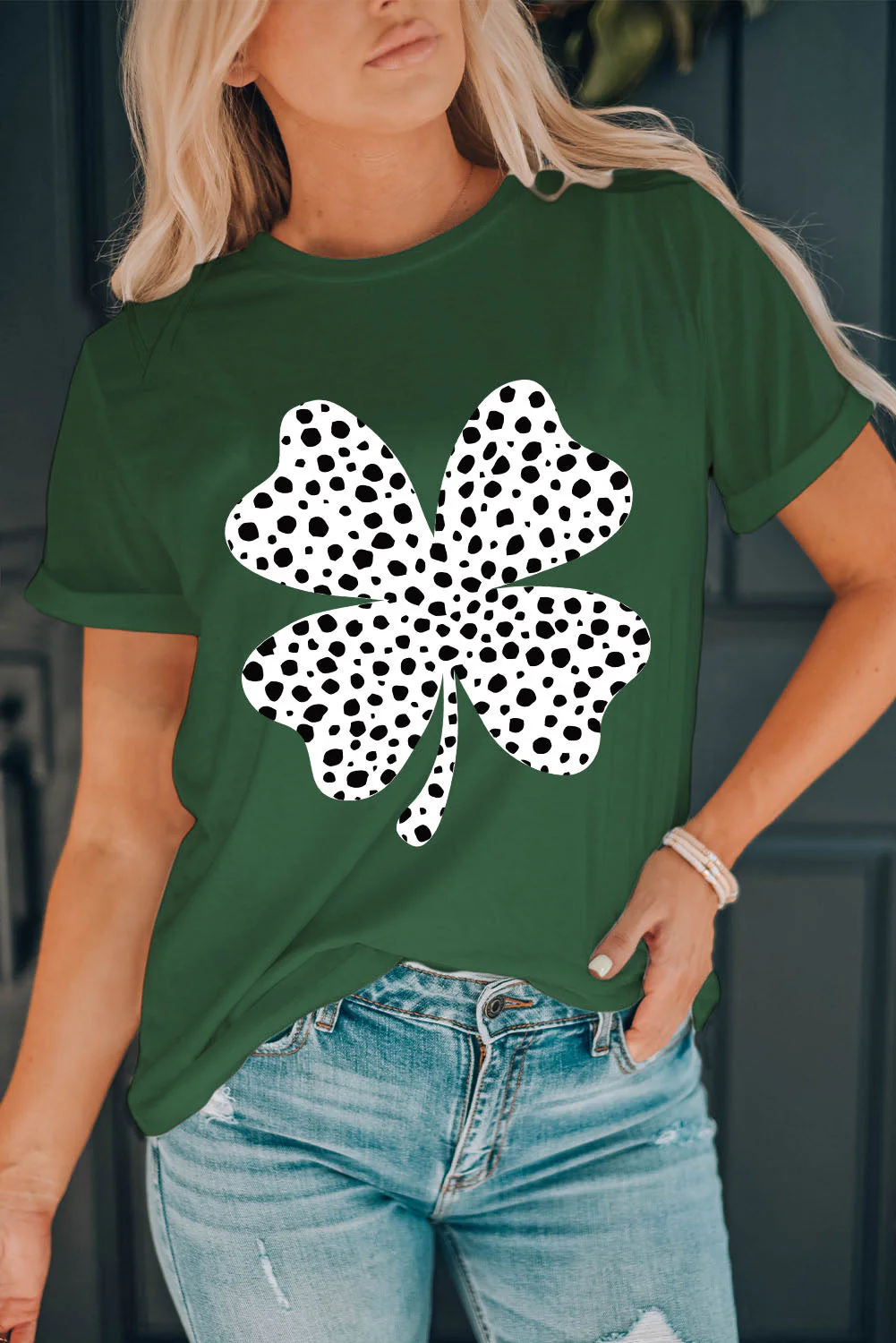 St.Patricks Day Leopard Shamrock Clover Graphic T-Shirts.